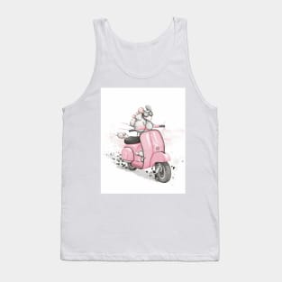 Mice on a classic vintage scooter. White background. Tank Top